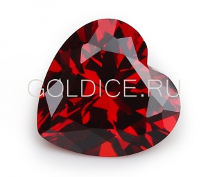 Сердце 8*8 (гранат темный) фианит