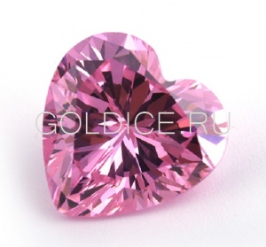 Сердце 5*5 (розовый) фианит