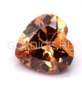 Сердце 7*7 (шампань темная) фианит